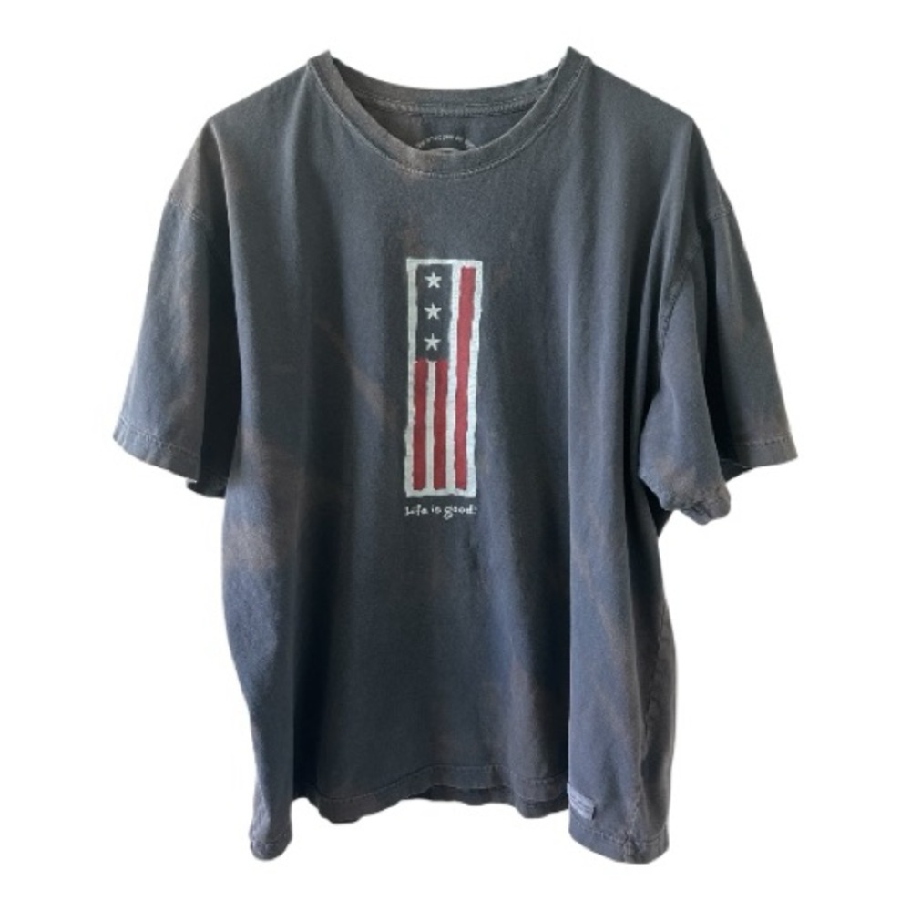 Hand-Bleached Graphic Tee Subtle Fade Soft Distressed Look Life Is Good Size XL